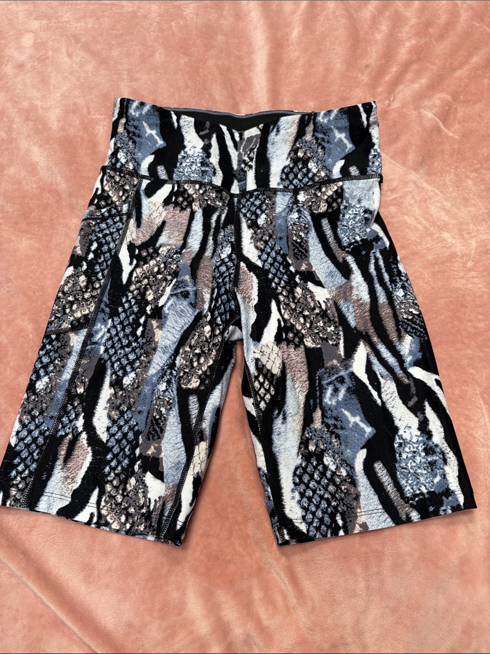 Calvin Klein High-Waist Animal Print Women’s Bike Shorts - Black, Gray & Cream